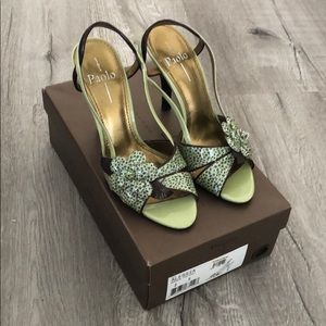 Never worn. Designer. Sexy open-toe slingbacks.